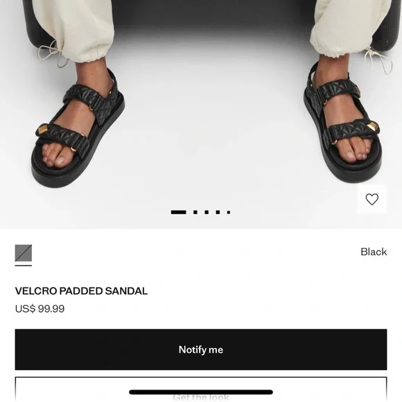 Mango Quilted Black Sandals with Gold Studs - Picture 6 of 6